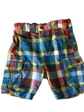 Frugi Blue Red Plaid Shorts 18-24m